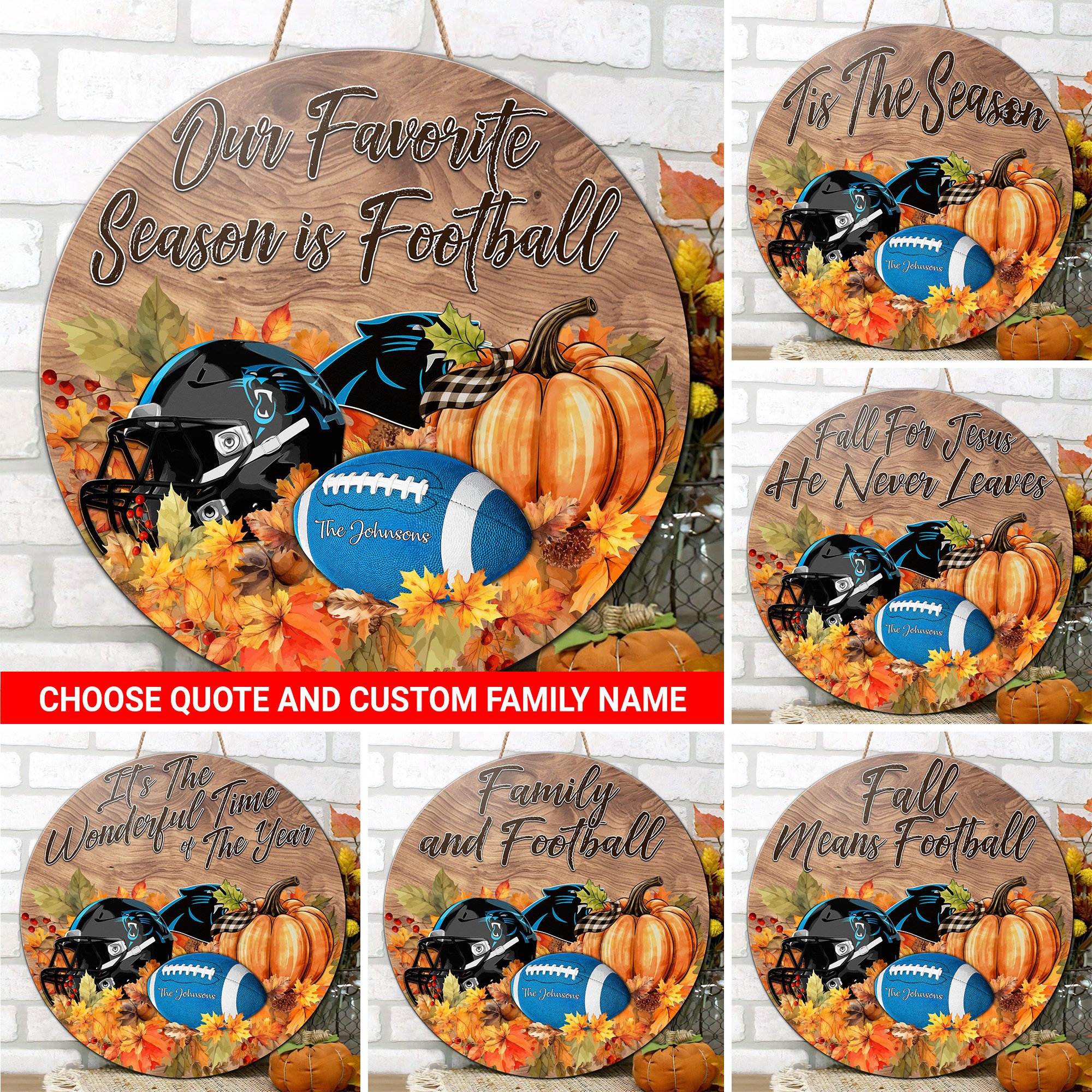 Carolina Panthers Shape Wooden Sign Custom Your Family Name And Choose Your Quotes, Sport Sign, Sport Gifts For Fan, Home Decorations EHIVM-59899